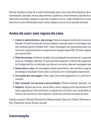 Modelos de mensagens de cobrança