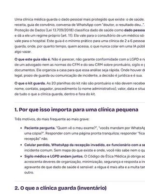 Guia LGPD para clínica pequena